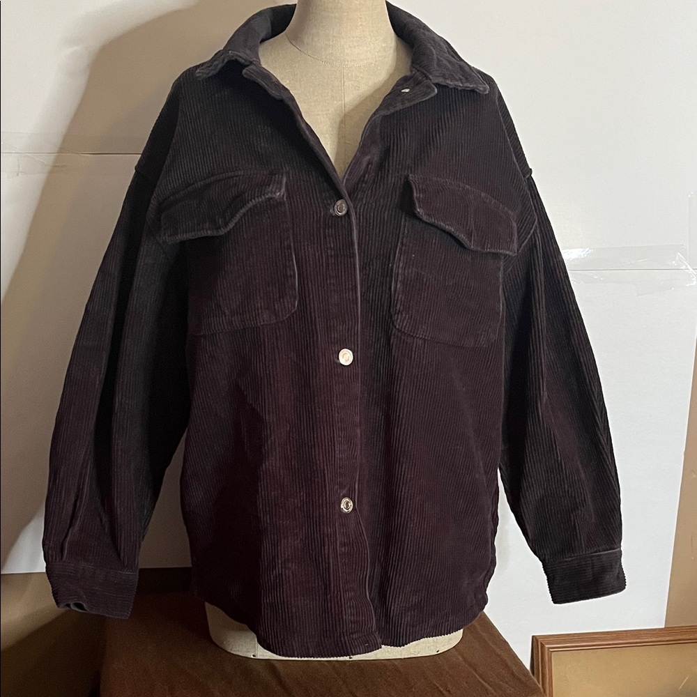 😄Thick corduroy slouch shoulder oversized jacket baggy